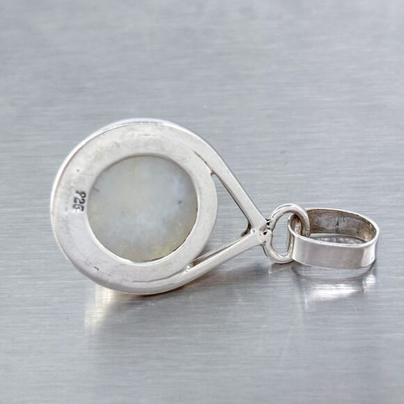 Vintage Sterling Silver 925 Rainbow Moonstone Teardrop Pendant - Picture 5 of 9